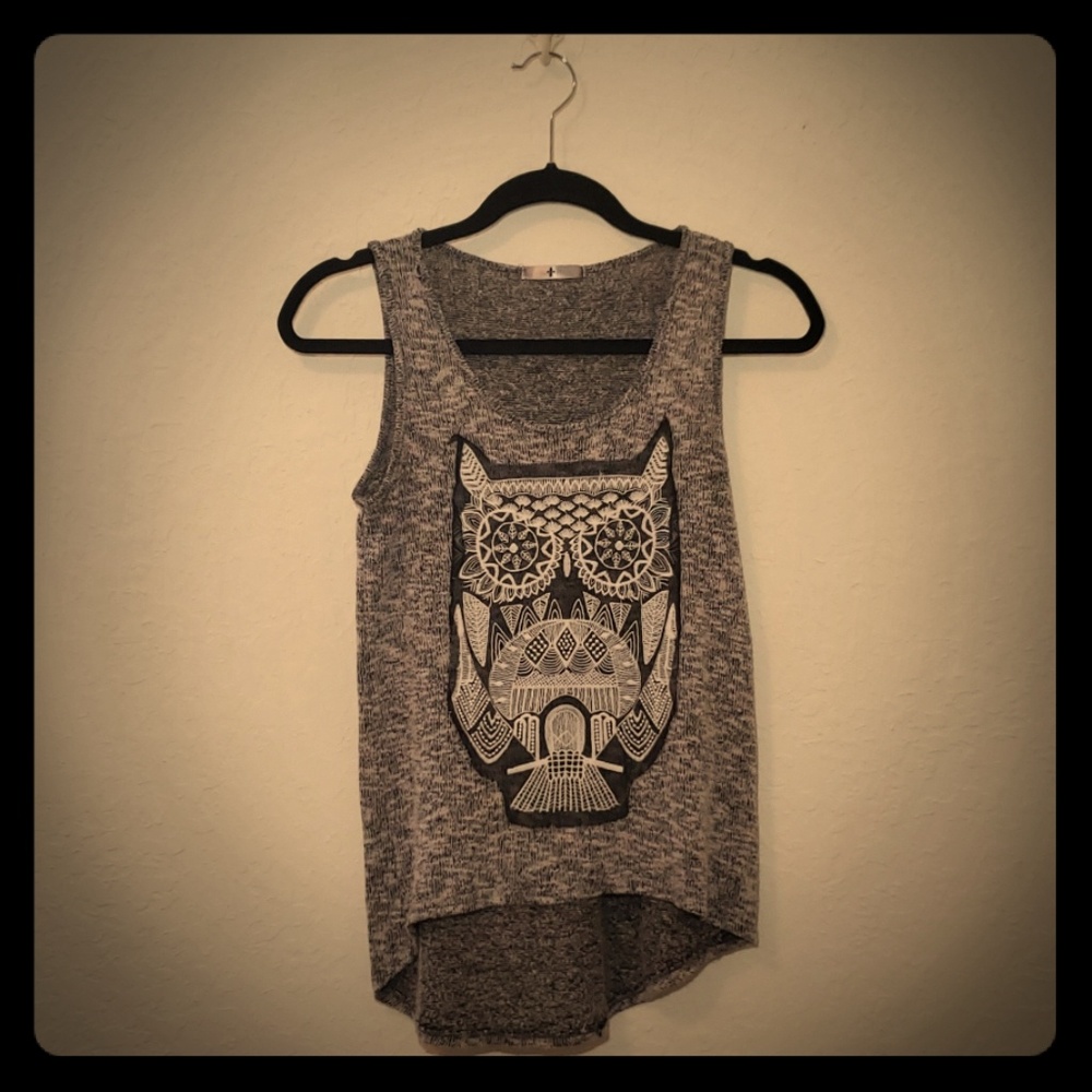 Woven Owl Hi/Low Tank Top Small